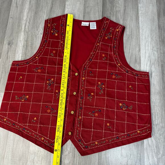 Vintage Cottagecore Grandmacore Button Front V-Neck Vest Waistcoat 22W-24W - Picture 9 of 10